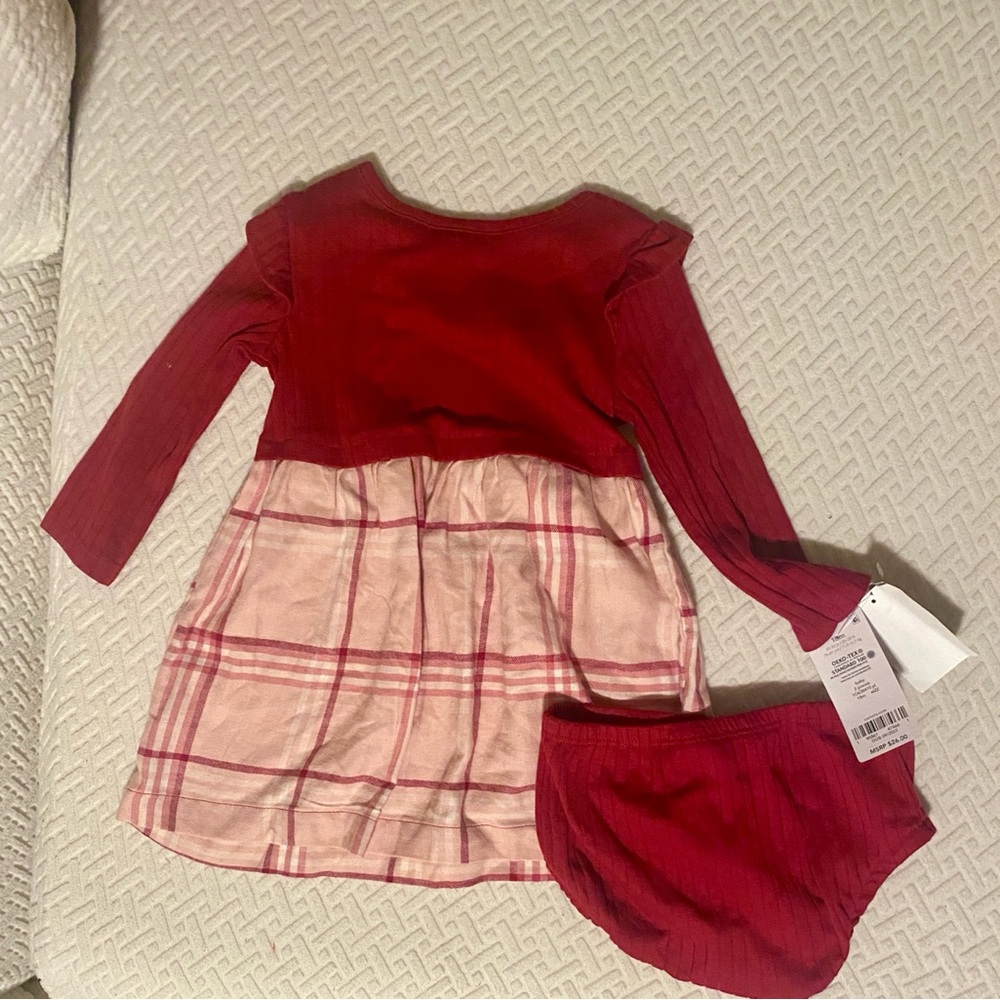 Red and Pink Plaid Kids Casual Dress